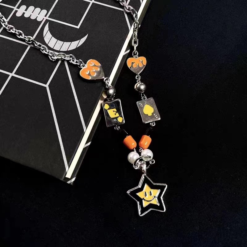 Kartu Orange Bintang Berujung Lima Smiley Beruntung Bintang Kalung Aksesoris Tren Kepribadian Fashion