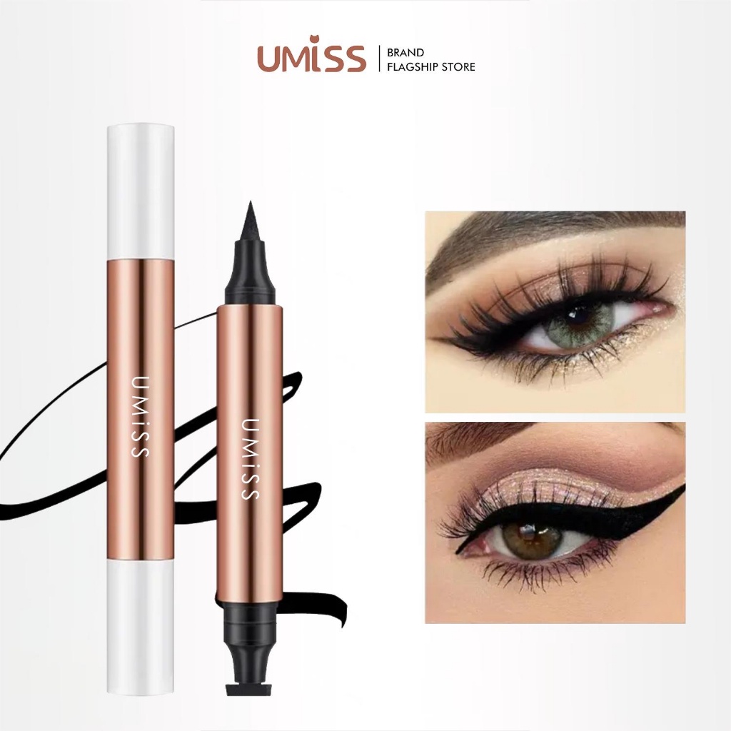 uMISS EYE MAKE UP SET Eyeliner stamp waterproof+Mascara eyelash Long-lasting lengthening Face Makeup Sets PAKET kosmetik original Cod