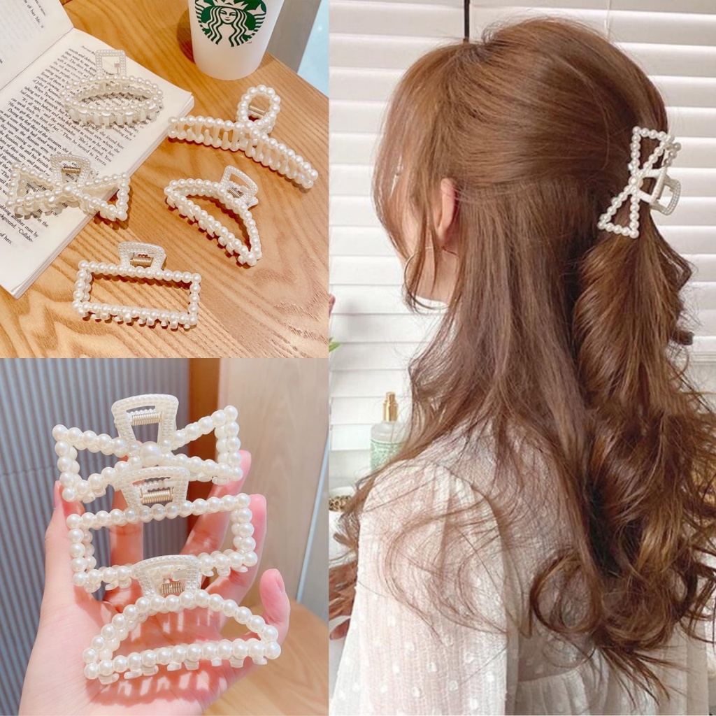 Jepit Rambut Mutiara Jedai Klip Korea Claw Clip Hair Cantik Impor Murah