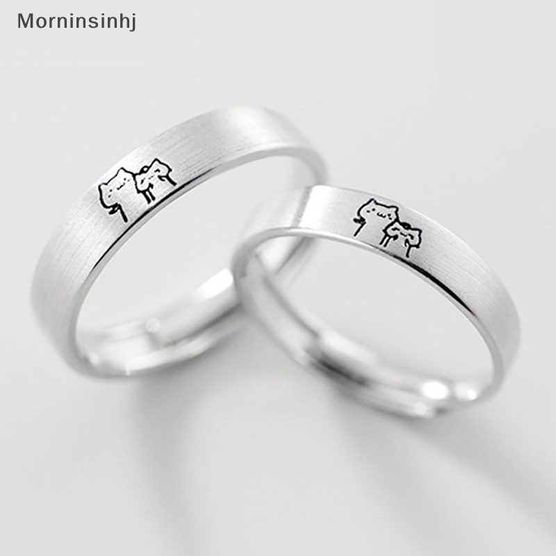 Mornin New Fashion1Pasang Kitten Couple Rings Cute Sliver Cat Open Rings Untuk Wanita Pria Cincin Jari Yang Dapat Disesuaikan Desainer Perhiasan Hadiah id