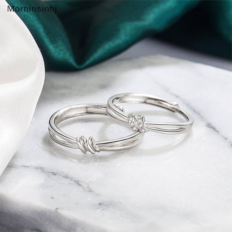 Mornin Cincin Pasangan Simpul Konsentrik Cahaya Sederhana Pembukaan Adjustable Zirkon Jari Rings Untuk Hadiah Perhiasan Peringatan Pacar id