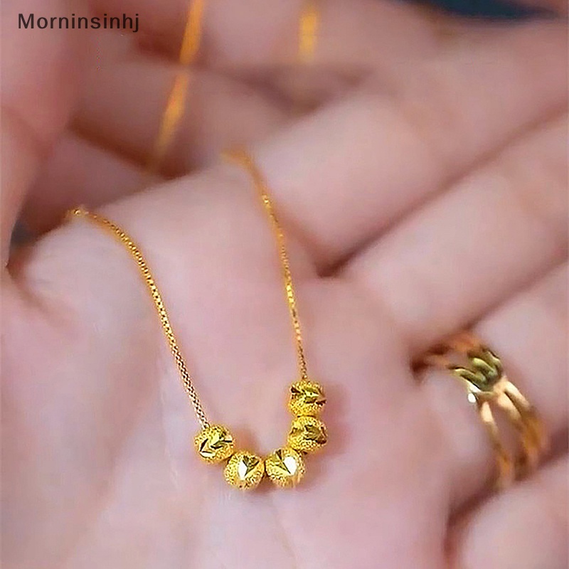 Mornin Kalung Manik-Manik Warna Emas Sederhana Trendi Untuk Wanita Gaya Korea Fashion Perhiasan Rantai Klavikula Liontin Perempuan Ringan id