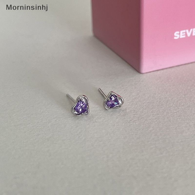 Mornin 1pasang Fashion Cinta Ringan Stud Earring Mini Warna-Warni Zirkon Jantung Telinga Stud Untuk Wanita Perhiasan Tulang Rawan Telinga id