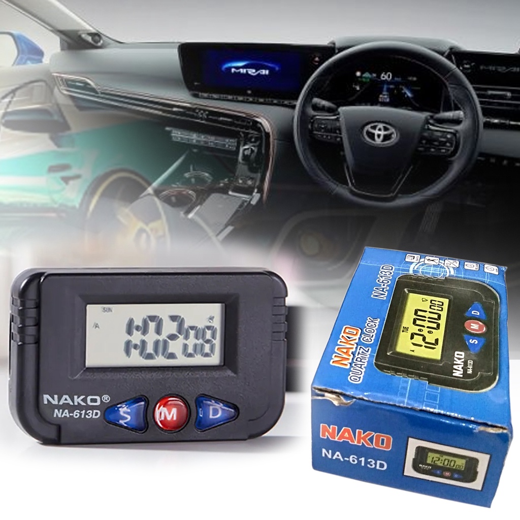 Jam Mobil Elektronik Digital LCD Mini Tempel Stopwatch Kalender Alarm