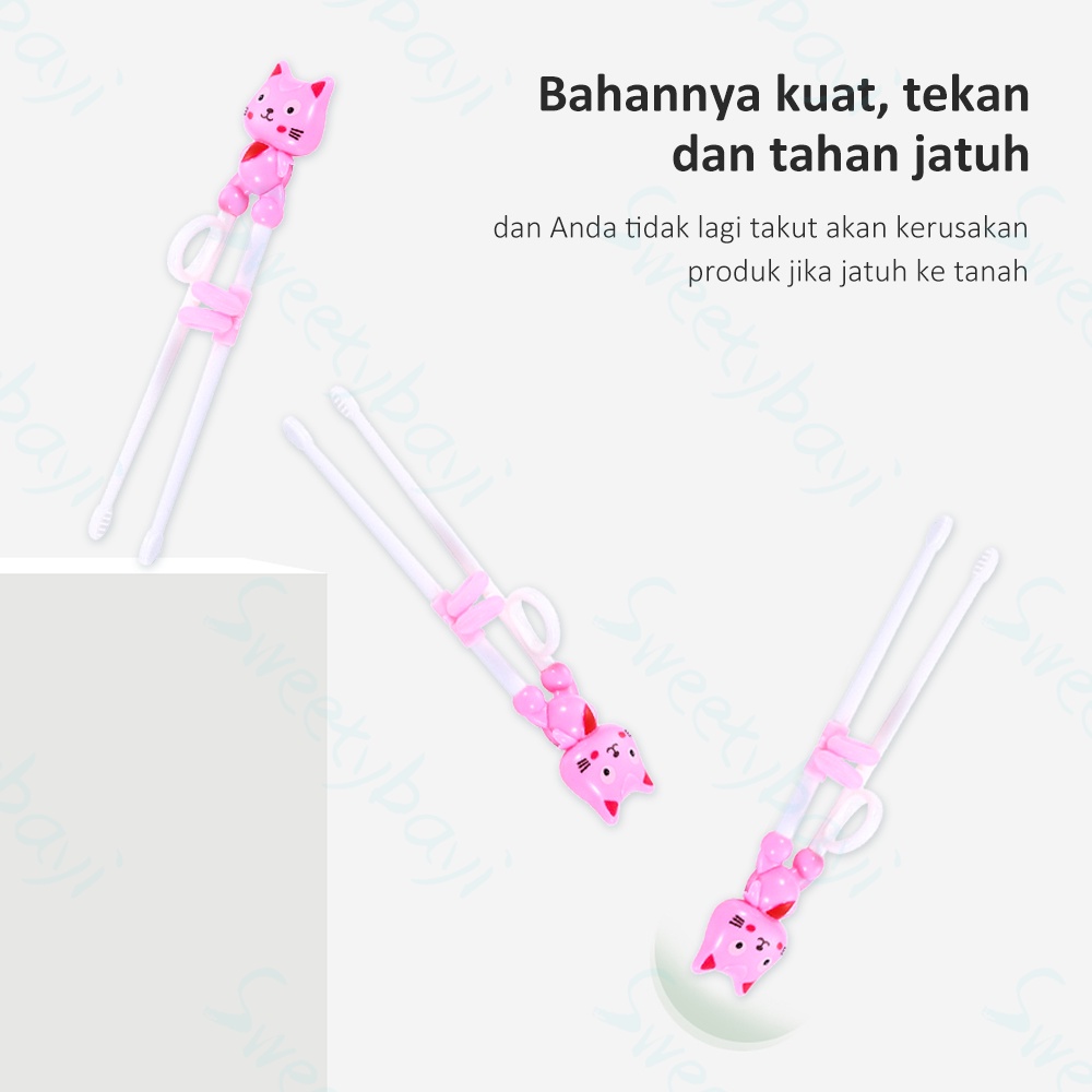 SweetyBayi Sumpit bayi anak BPA Free Sumpit anak belajar makan motif kucing Training chopstick anak