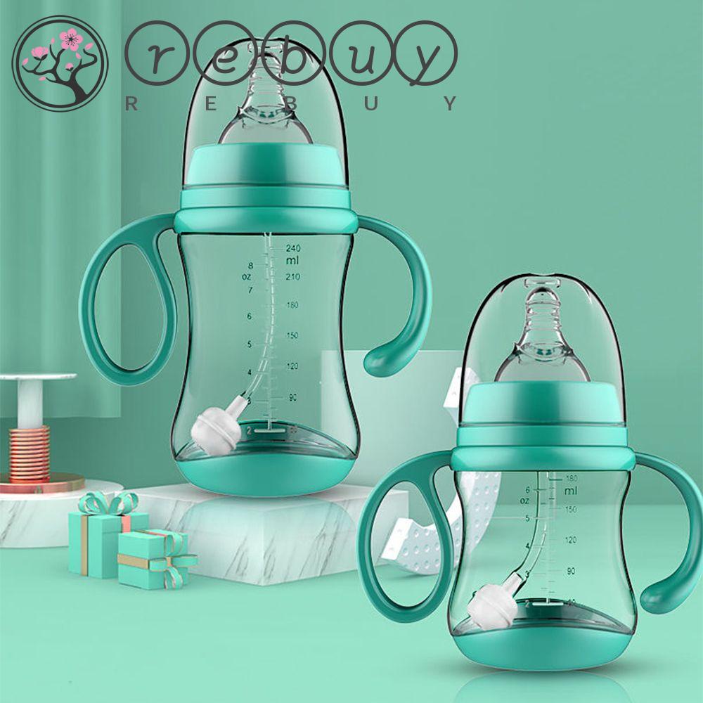 REBUY Rebuy Baby Bottle with Grip BPA Free Aman Makan Bayi Newborn Feeder Botol Susu Silikon Kaliber Lebar