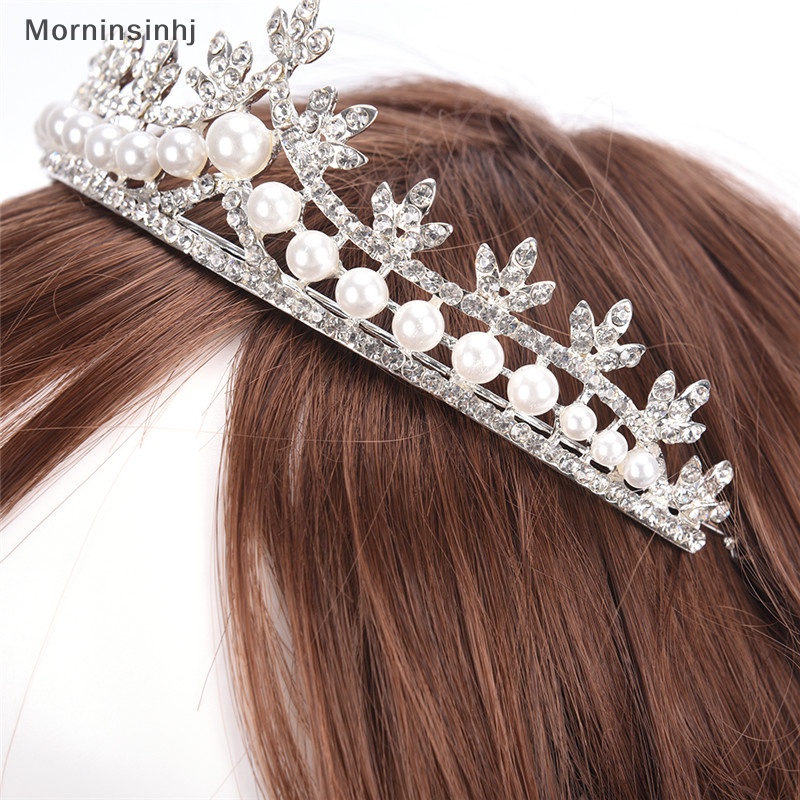 Mornin Berlian Imitasi Tiara Rambut Band Pengantin Mutiara Putri Prom Mahkota Bando Pernikahan id