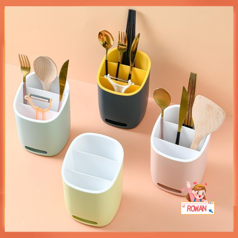 R-FLOWER Tempat Sendok Garpu Sumpit Tahan Lama Multifungsi Alat Dapur Cutlery Holder Rak Penyimpanan Sumpit Tiga Lapis