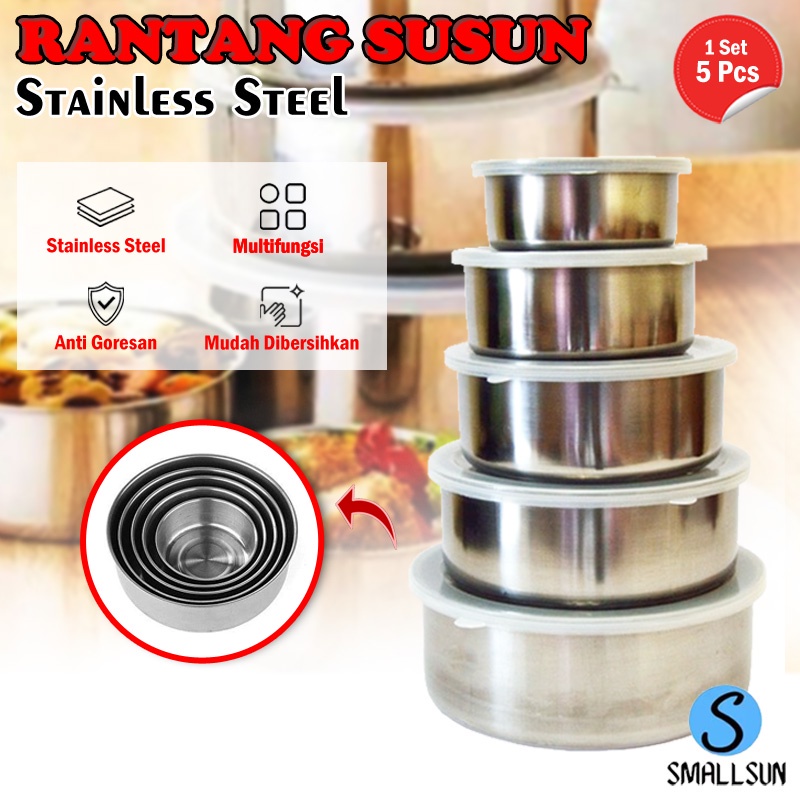 (SS) Rantang Susun Stainelss 5 Susun Fresh Box Serbaguna Tempat Makanan Bahan Awet