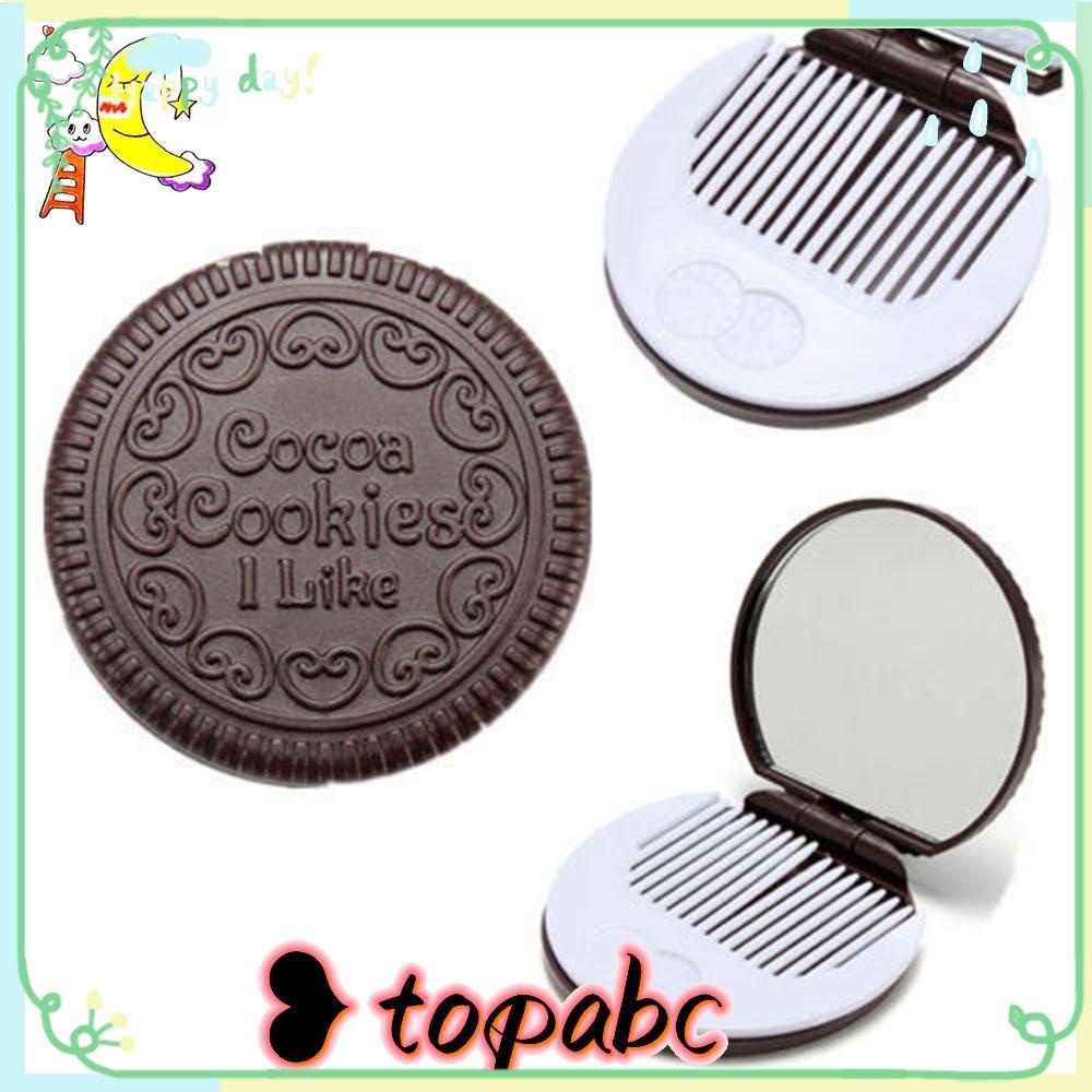 TOP Cermin Dengan Sisir Lucu Alat Makeup Pemakaian Kantor Rumah Coklat Tua Cokelat