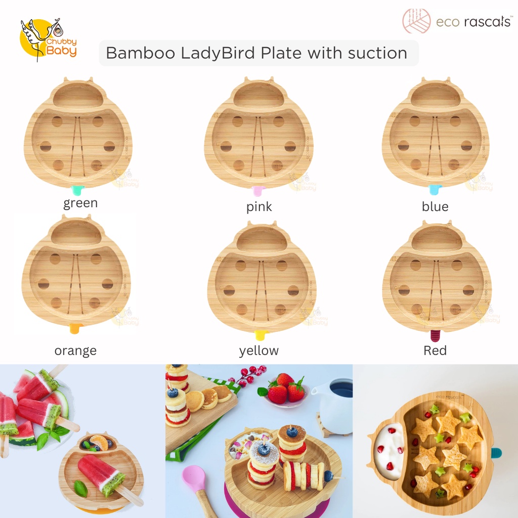 Eco Rascals Bamboo LadyBird Plate with suction | Piring Makan