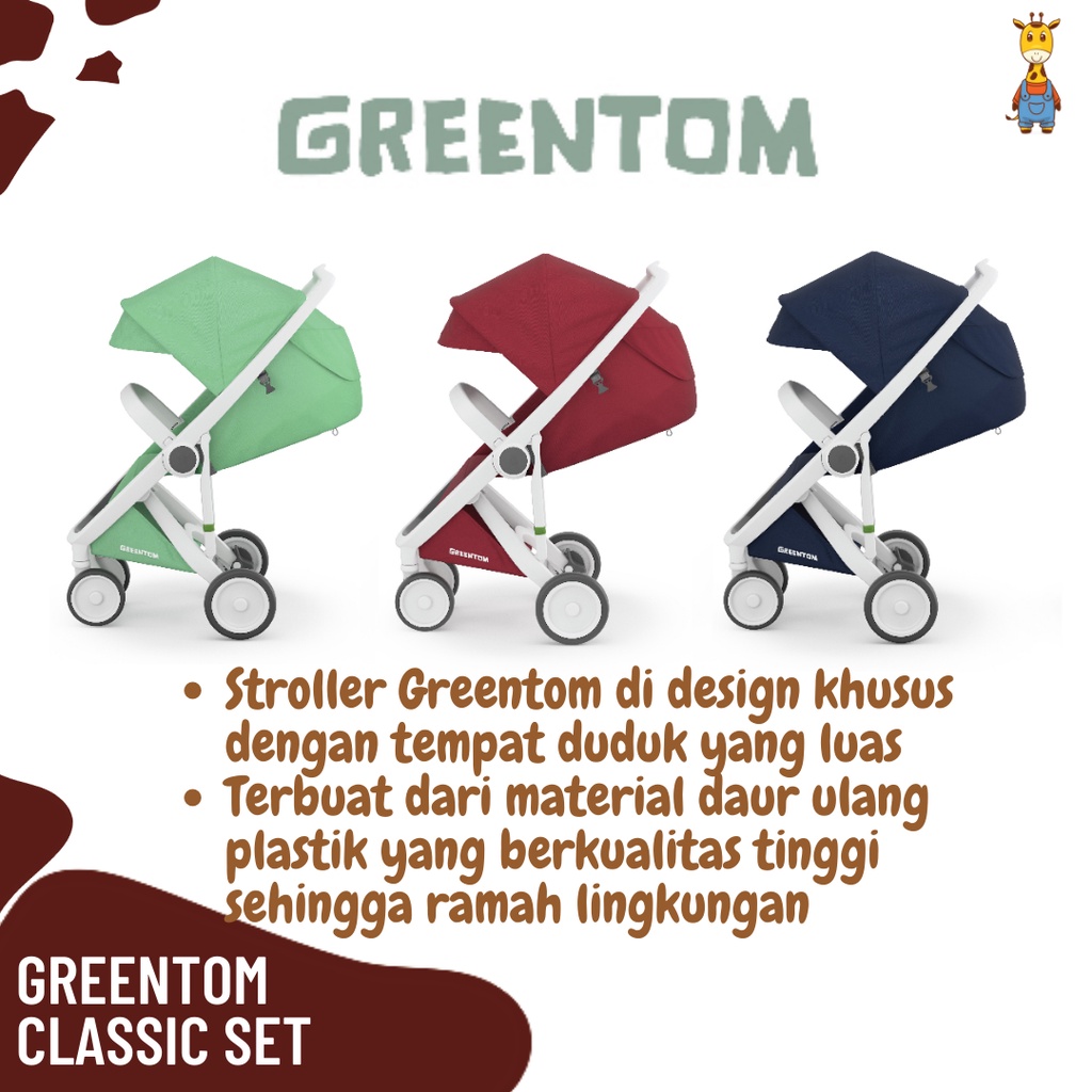 Greentom Classic Set White Frame / Stroller / Kreta Dorong Bayi