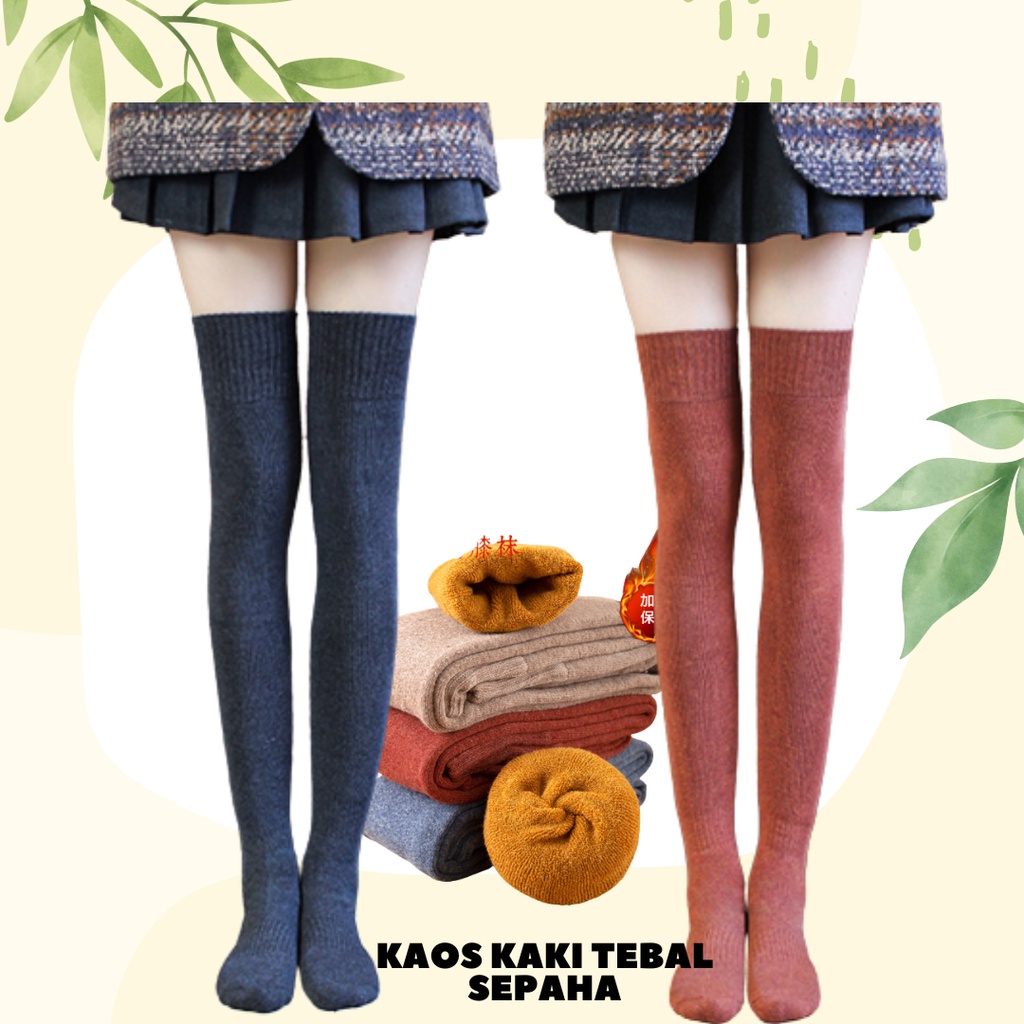 Kaos Kaki Panjang Wanita  Tebal Hangat Rajut Musim Dingin Cosplay Jepang dan Korea Style