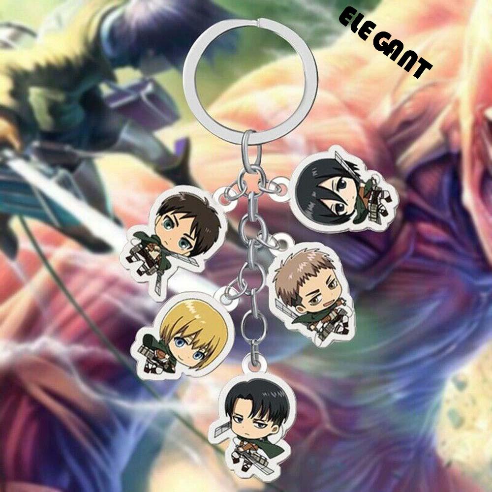 【 ELEGANT 】 Gantungan Kunci Anime Kartun Manis Acrylic Shingeki no Kyojin Attack On Titan Keychain