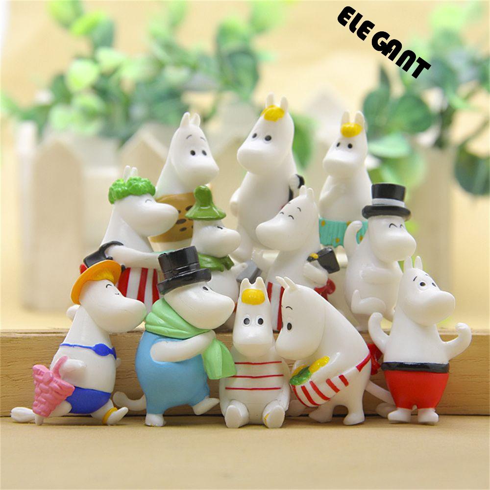 【 ELEGANT 】 Hippos Family Figure Dekorasi Rumah Mainan Anak Hadiah Natal Figure Model Tokoh Anime PVC Mainan Kartun Hewan