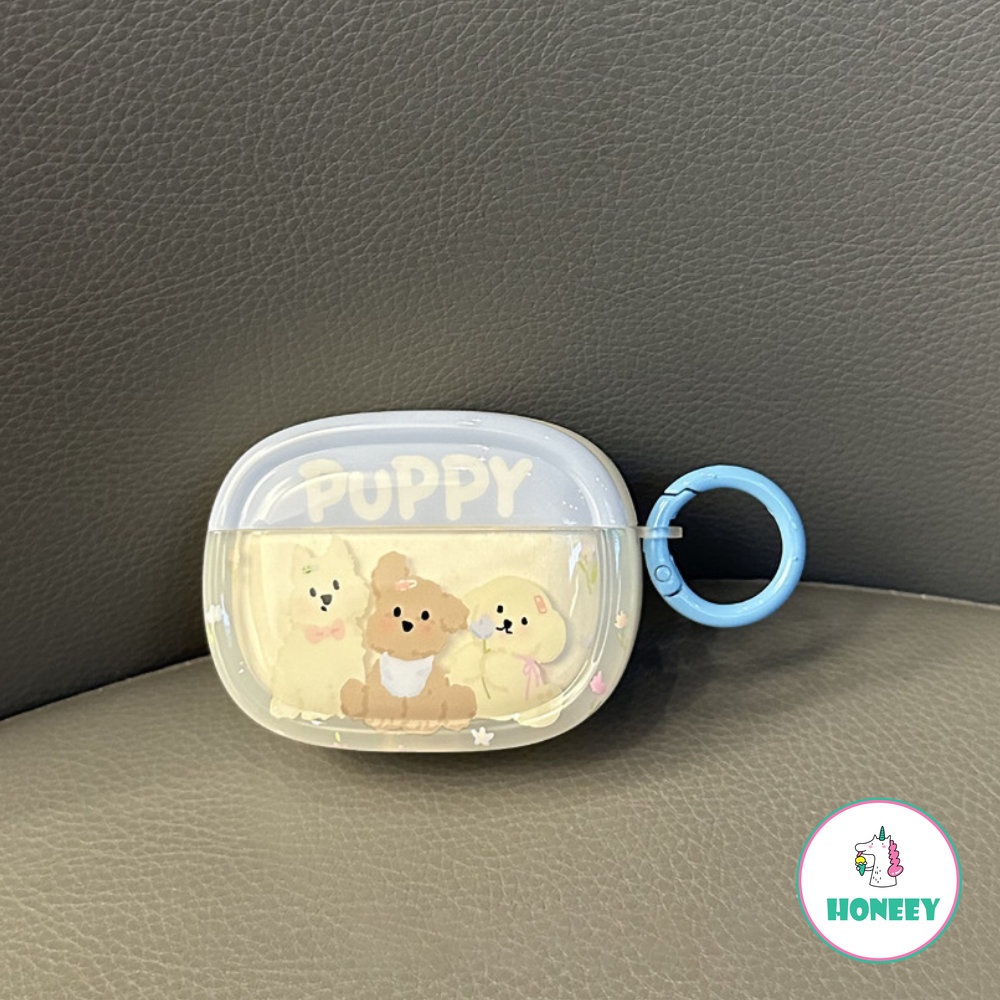 Korea Bunga Lucu Puppy Headset Case Untuk Airpods Pro 2case Dengan Balon Anjing Liontin Nirkabel Earphone Cover Untuk Airpods 1 2 3