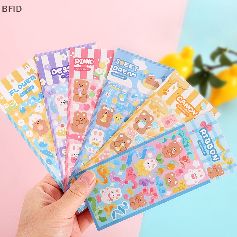 [BFID] 6lembar Kawaii Cute Shiny Photo Stiker Hias Kartun Dekorasi Jurnal Korea Tangan Akun Alat Tulis Pola Kecil [ID]