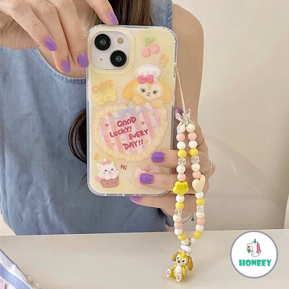 Cute Cartoon Stellalou Phone Case Compatible for iPhone 14 Pro Max 12/12pro 13 Pro Max Case iPhone 11 Colorful Beads Chain IMD Shockproof Back Cover