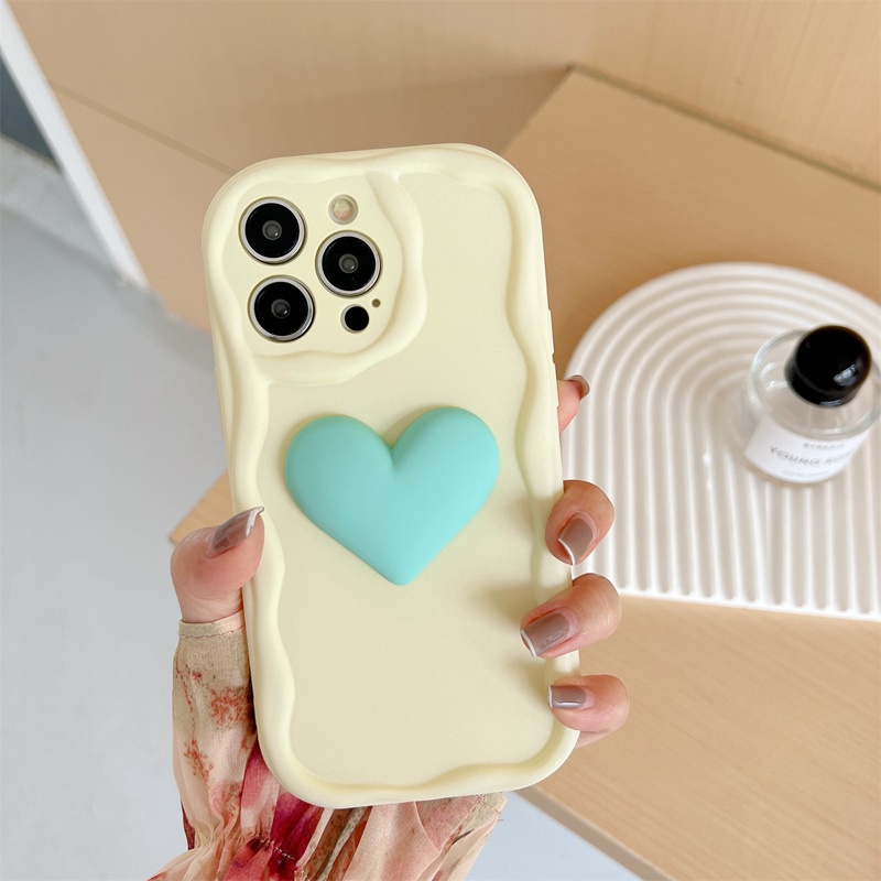 4Colors！Macaron Wave 3D Big Love Soft Silicon Case HP iP iPhone 6 6S 7 8 14 + Plus SE 2020 2022 X XS XR 11 12 13 Pro Max Casing