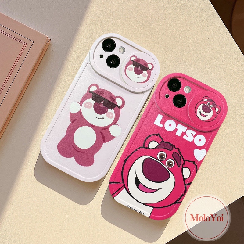 Funny Dinosaur Push Pull Window Camera Lens Protector Case Compatible For iPhone 11 13 12 Pro Max XR XS X Max 7Plus 8Plus Cute Cartoon Strawberry Bear Lotso Cover