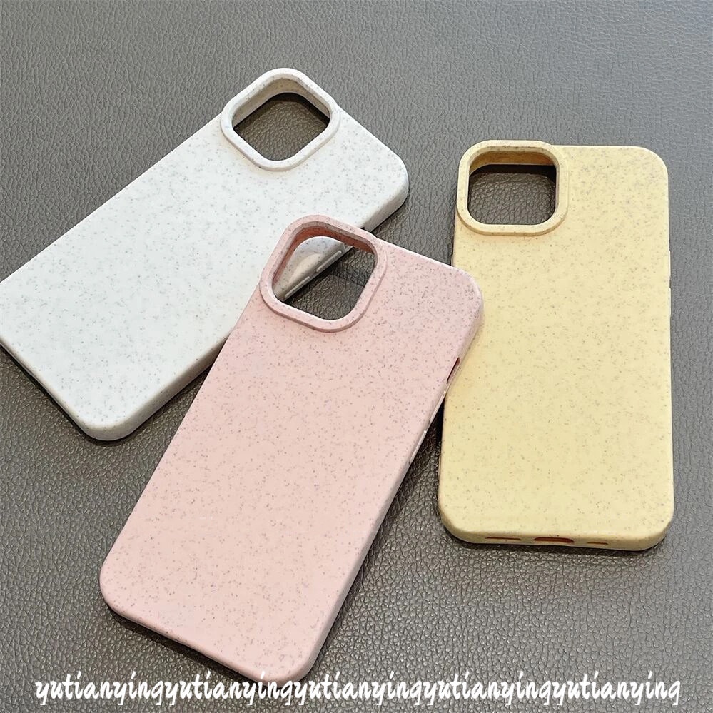 Solid Color Degradable Frame Skin Feel Anti-Fall Hard Case Compatible for IPhone 7Plus 11 13 12 14 Pro Max XR XS X MAX 8Plus 7 8 Plus Luxury Simple Solid Color Phone Cover