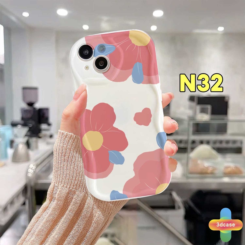 IPHONE Kartun Kelinci Indah Pasangan Case Kompatibel Untuk IPhone 13 12 11 14 PRO MAX 6 7 6S 8 14 Plus X XR XS MAX 11 12 13 Se 2020 6SPlus 7Plus 6Plus 8Plus 14Plus XSMAX Glossy Fashion Babi Lucu 3d Wavy Curved Edge Tpu Soft Cover