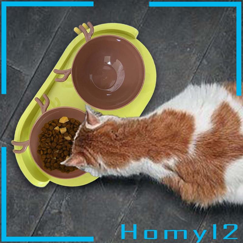 [HOMYL2] Mangkuk Kucing Ganda Untuk Makanan Dan Air Elevated Tilted Food Container Dog Bowls