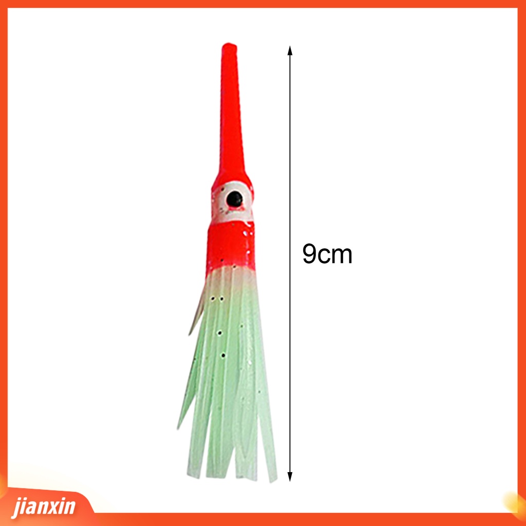 (In Stock) Simulasi Warna Cerah Mata Besar Anti Gigit Mulut Panjang 9cm Umpan Cumi Bercahaya Memancing Laut Lembut Gurita Cumi Rok Umpan Pancing Tackle