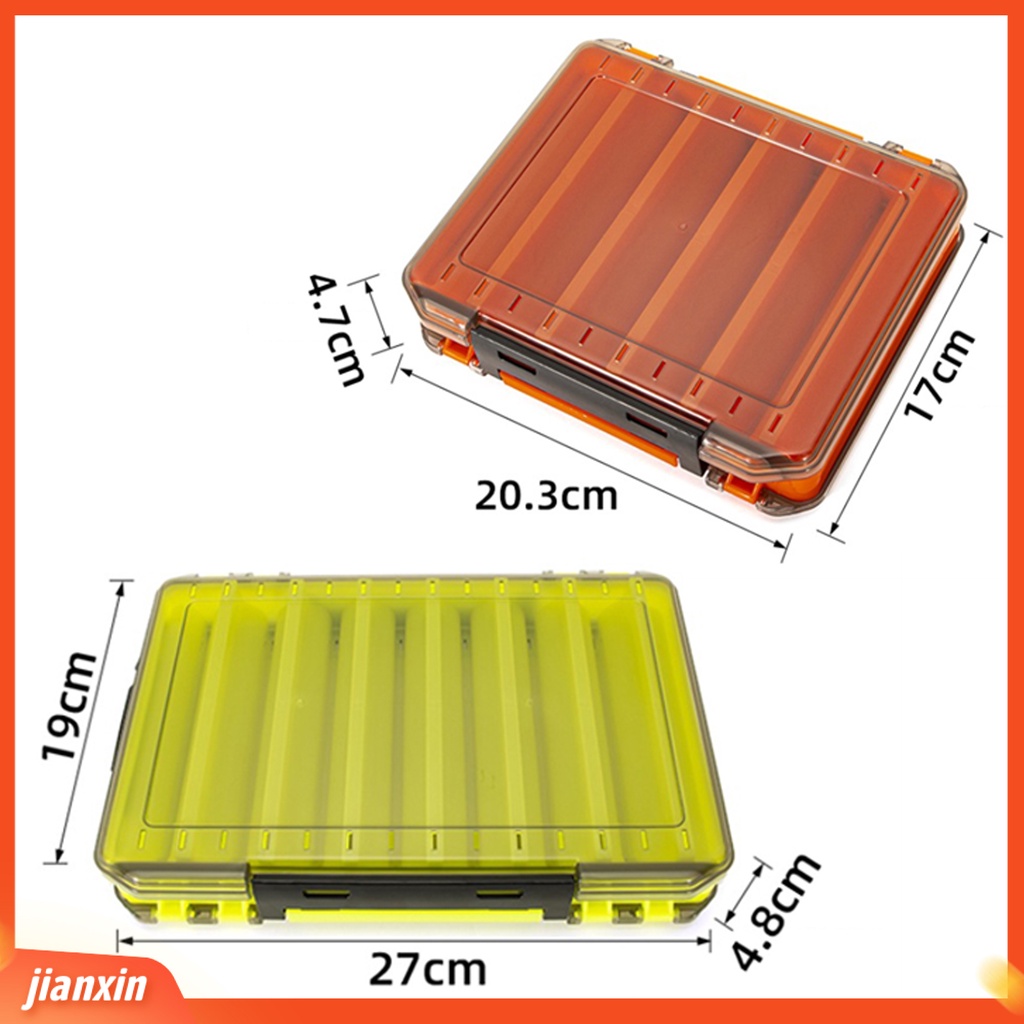 (In Stock) Fishing Tackle Box Penutup Transparan Pembukaan Dua Sisi Dengan Pegangan Multi Grids Kapasitas Besar Pemukul Penyimpanan Anti Tabrak Menebal Kotak Umpan Pancing Aksesori