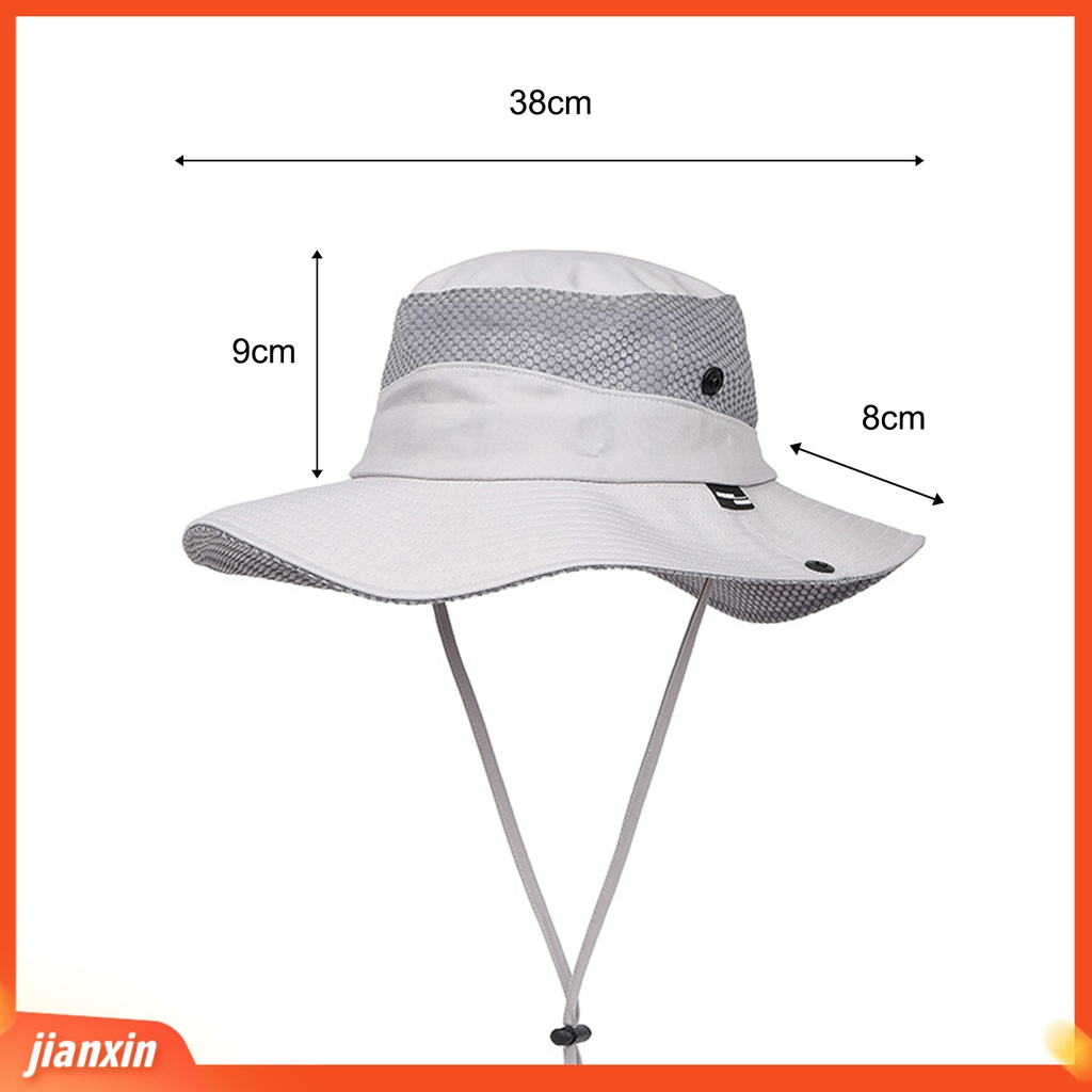 (In Stock) Wide Brim Outdoor Hat Lubang Lubang Angin Dengan Tali Topi Pelindung Matahari Anti UV Pelindung Matahari Untuk Unisex