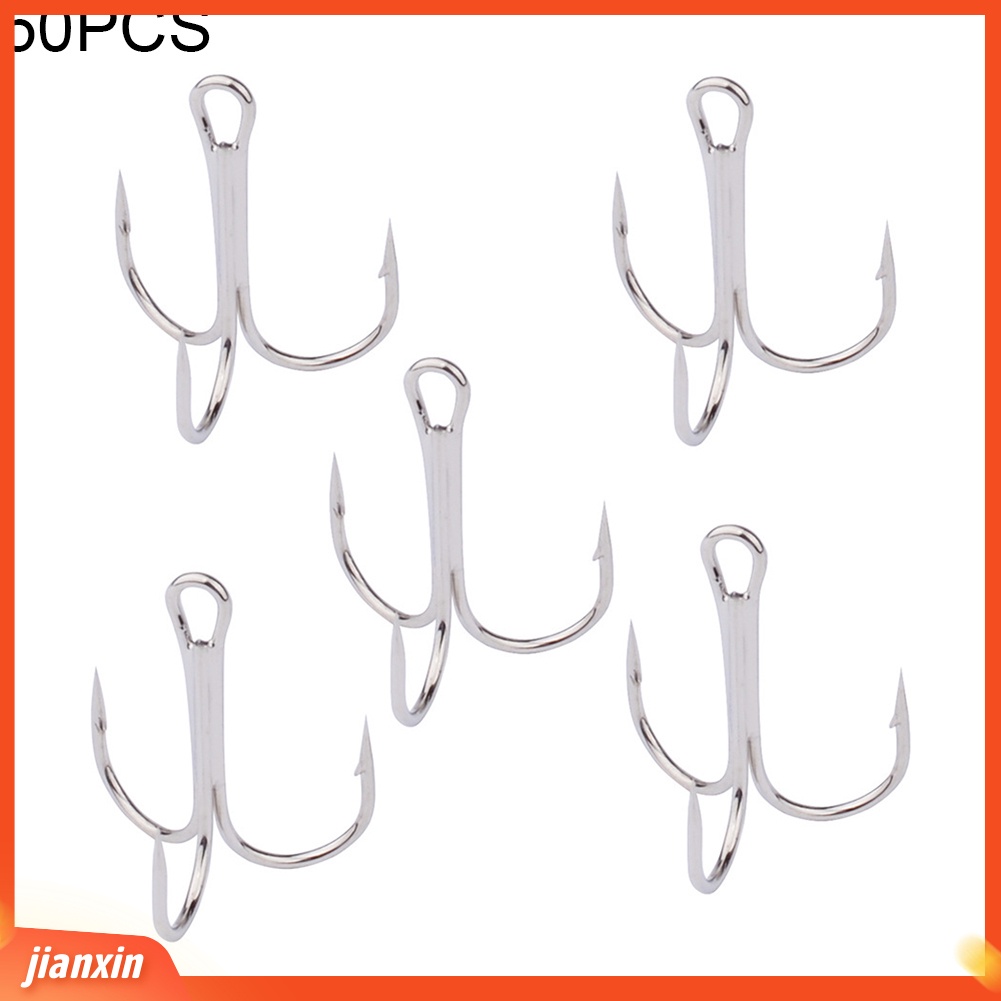 (In Stock) 50Pcs High-carbon Steel Engkol Luar Memancing Umpan Umpan Triple Hooks Tackle Tool