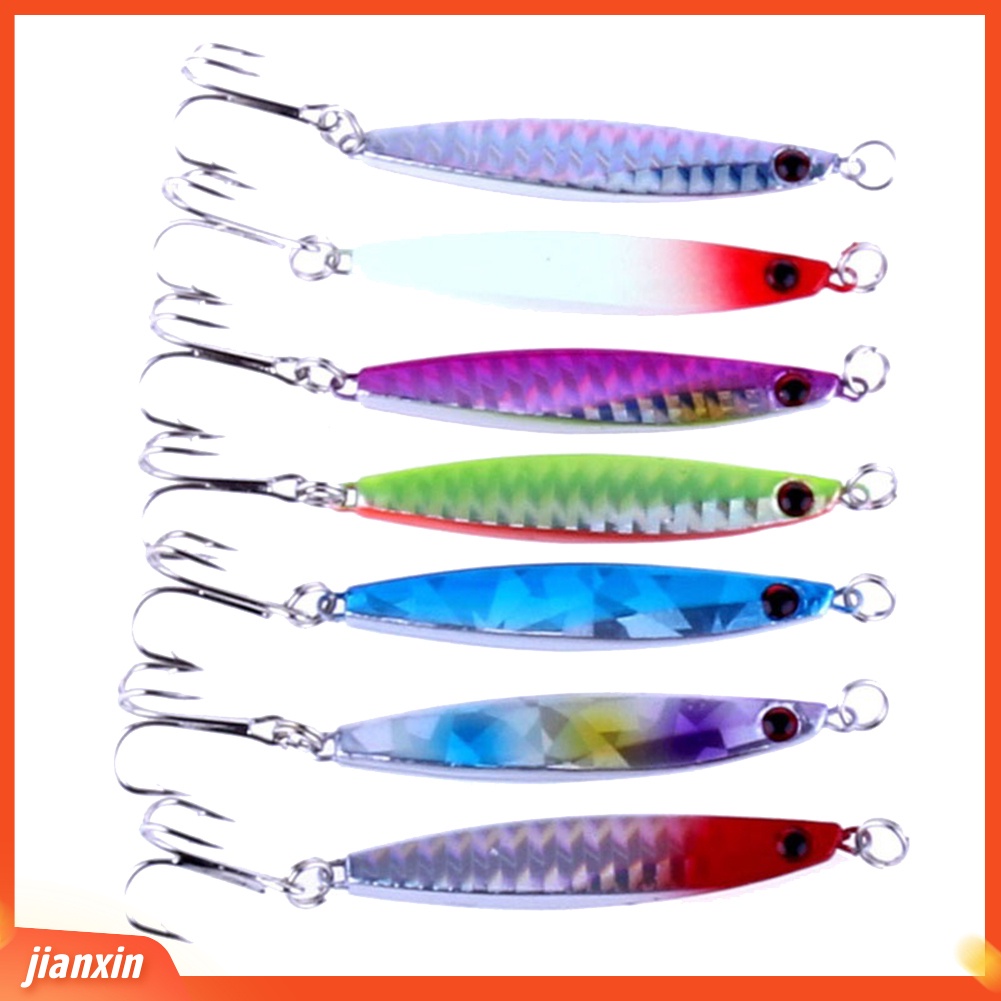 (In Stock) 7Pcs Logam Buatan Laser Umpan Pancing Tenggelam Umpan Bergaris Bass Trout Tackle