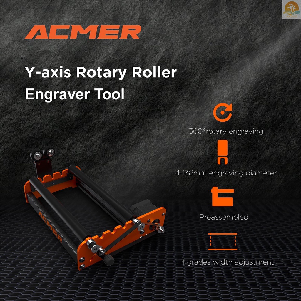 Tersedia ACMER M2 Laser Rotary Roller Laser Engraver Rol Putar Y-Axis360° Rotating for 4-138mm Different Engraving Diameter 4gear Adjustments for Laser Engraving Cylindri