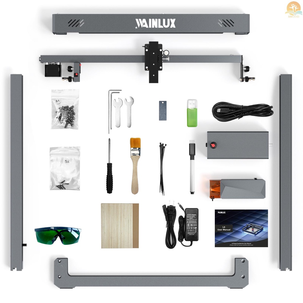 In Stock WAINLUX L6 Laser Engraver 10W Daya Laser High-speed Air Assist 320x350mm Area Ukiran Struktur Semua metal Desain Rakitan Cepat Dengan Perisai Pelindung Mata Untuk Stainless