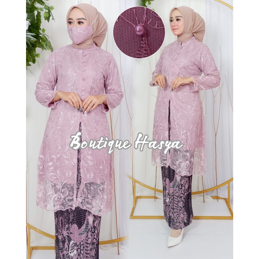 One Set Kebaya Tunik Kancing Depan Tunik Brokat kebaya Modern Kebaya Baju Wisuda Modern Baju Seragam