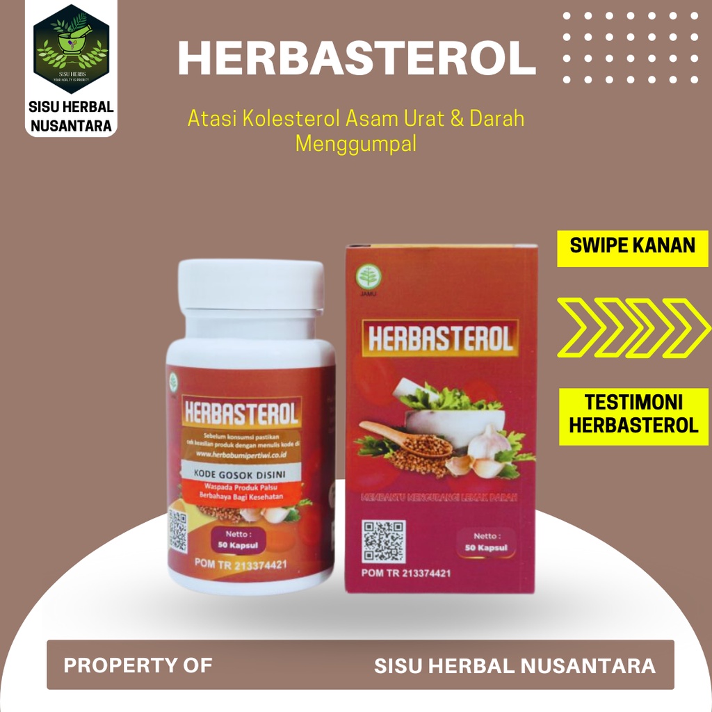 Herbasterol Original - Atasi Kolesterol dan Asam Urat Darah Menggumpal Akibat Cepat Lelah Cara Mengatasi Kolesterol Paling Ampuh Aman Dikonsumsi Jangka Panjang Tanpa Efek Samping ORIGINAL