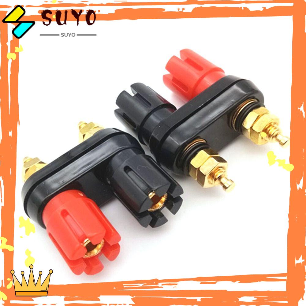 SUYO Plum Blossom Terminal Double Banana Plugs Connector Speaker Plug Jack Merah Hitam Sambung Binding Post