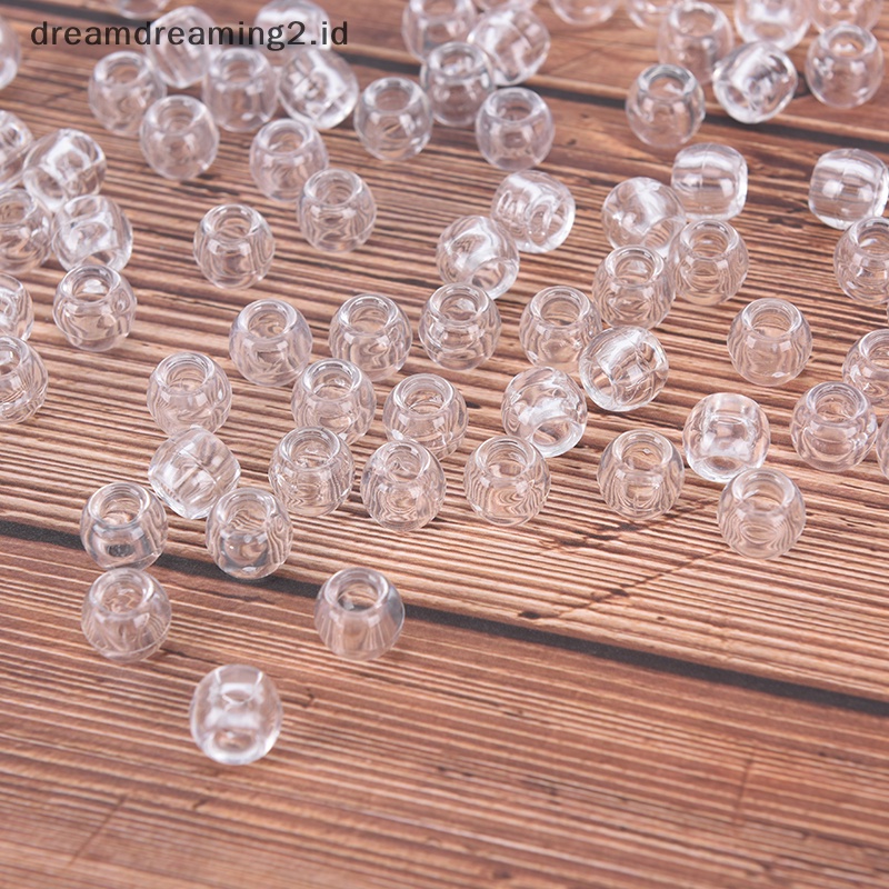 (drea) 100x Transparan Rambut Gimbal Cincin Rambut Kepang Manik-Manik Manset Klip Lubang 6mm //