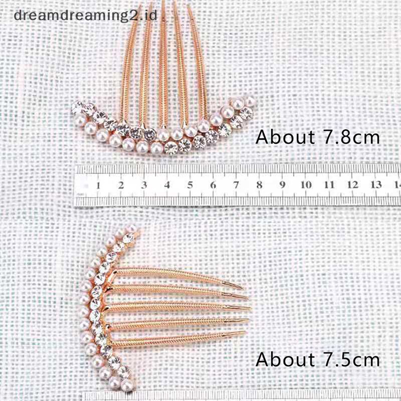 (drea) 5gigi Sisir Sisi Rambut Mutiara Kristal Hairpin Comb Wedding Bridal Berlian Imitasi Mutiara Kristal Sisir Rambut Cakar Hairpin Hiasan Rambut Aksesori //