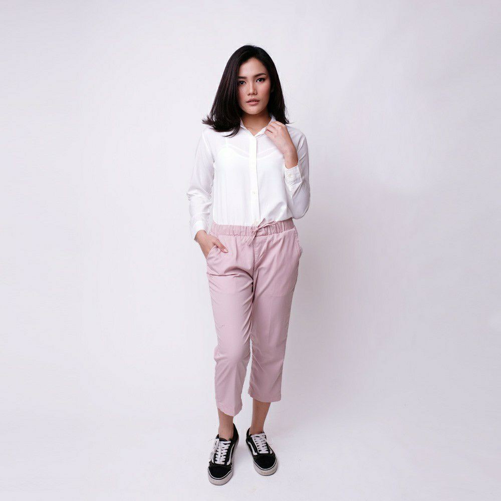 GIYOMI - Ankle Pants Warna Pastel / Celana Wanita / Celana Bahan Drill / Bawahan Wanita