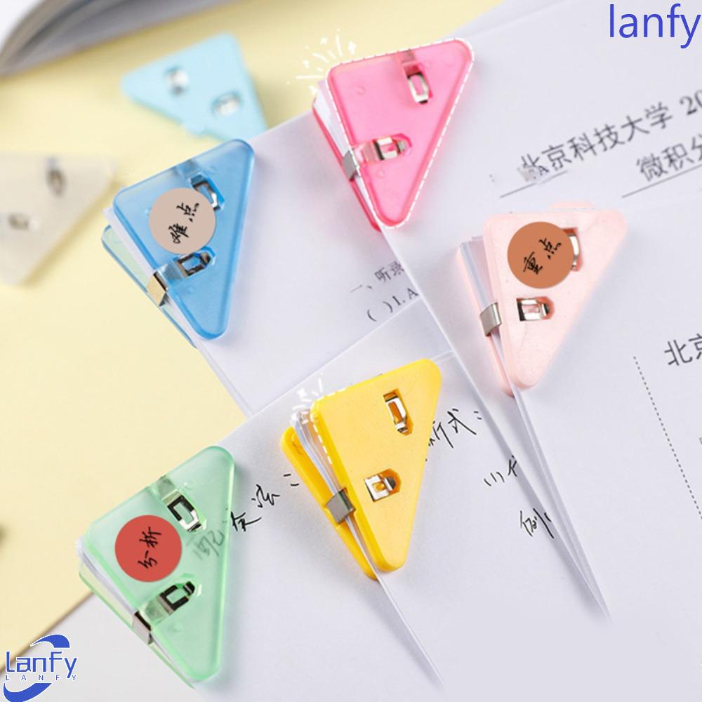 LANFY Penjepit Kertas Trigonal Transparan File Index Fixing Clips Kertas Tes Sekolah Pelindung Sudut Dokumen Staples