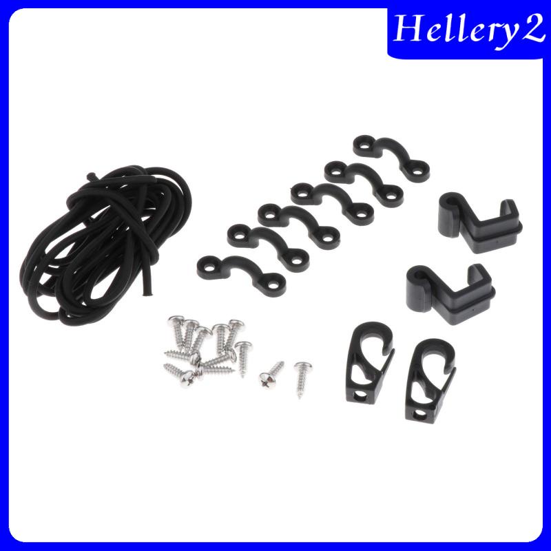 [Hellery2] Kayak Bungee Cord Deck Rigging Set Dengan Bungee Cord Hooks, Aksesoris Perangkat Keras Kayak Tahan Lama Kayak Rigging Boat Tie Down Pad Eye Dengan Sekrup