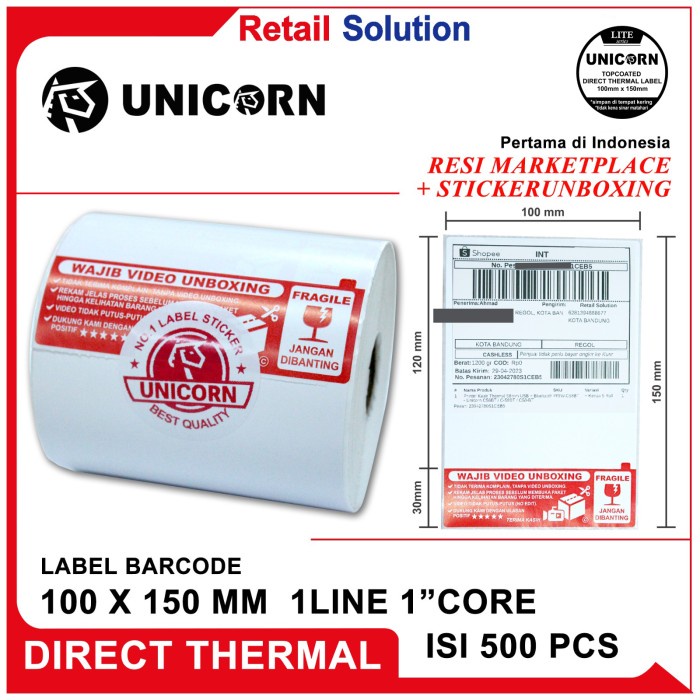 

Stiker Label Resi Thermal 100x150 / 100 x 150 mm / 100x150mm / A6 - 350 Lembar