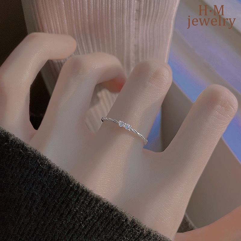 2023new Cincin Berlian Mengkilap Ringan Mewah Halus AAA Zircon Open Ring