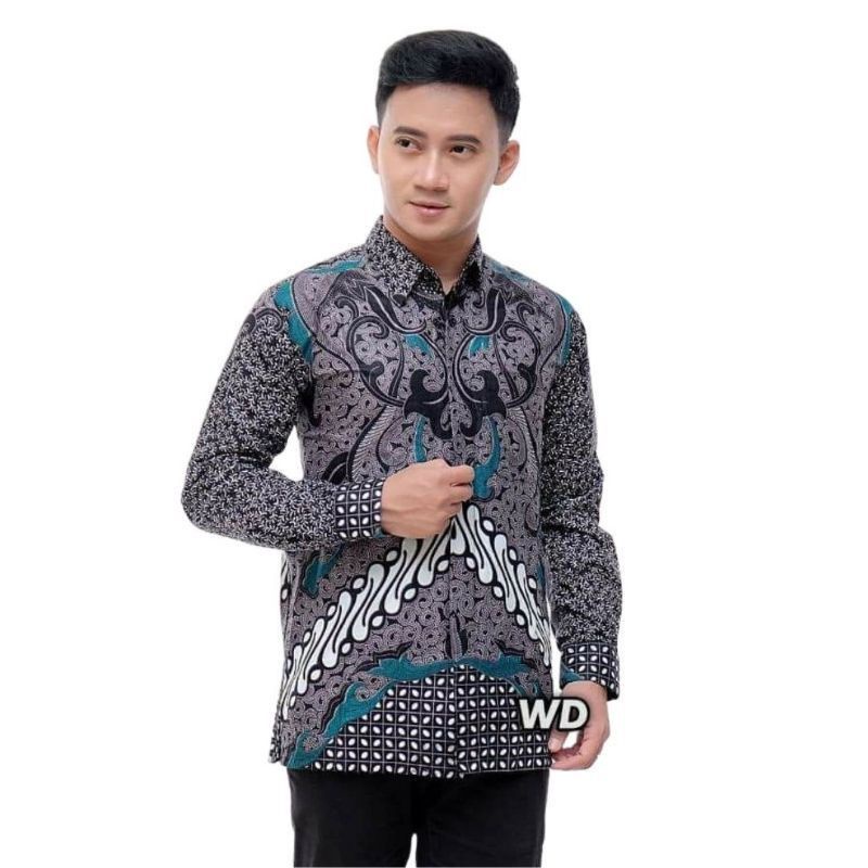 Kemeja Batik Anak Laki-Laki Lengan Panjang Couple Batik Ayah dan Anak Cowok warna Abu Abu bn