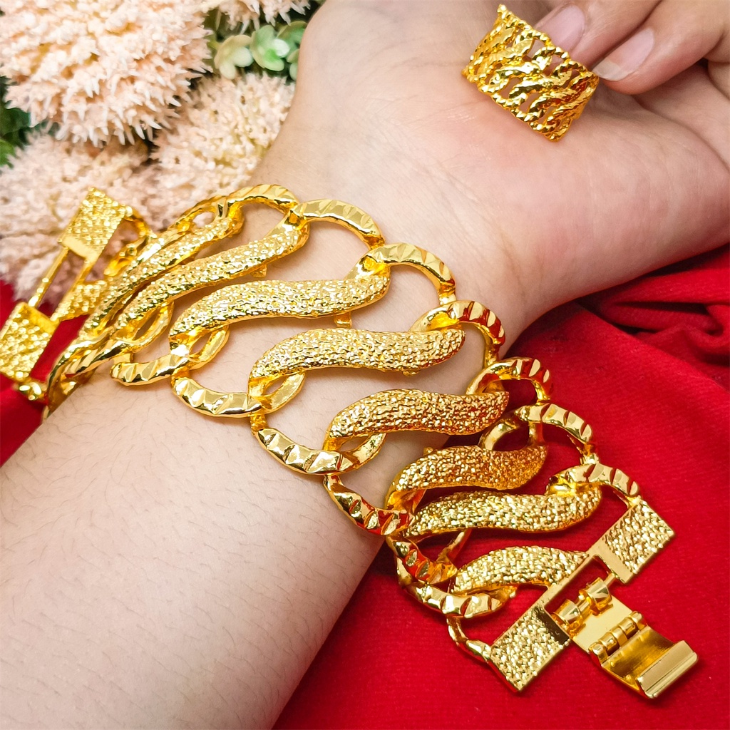 Gelang Kendari free cincin Import Perhiasan Gelang Tangan Bracelet bangkok Lapis Emas Hongkong 24k Asli gold model Dubai Fashion bangle