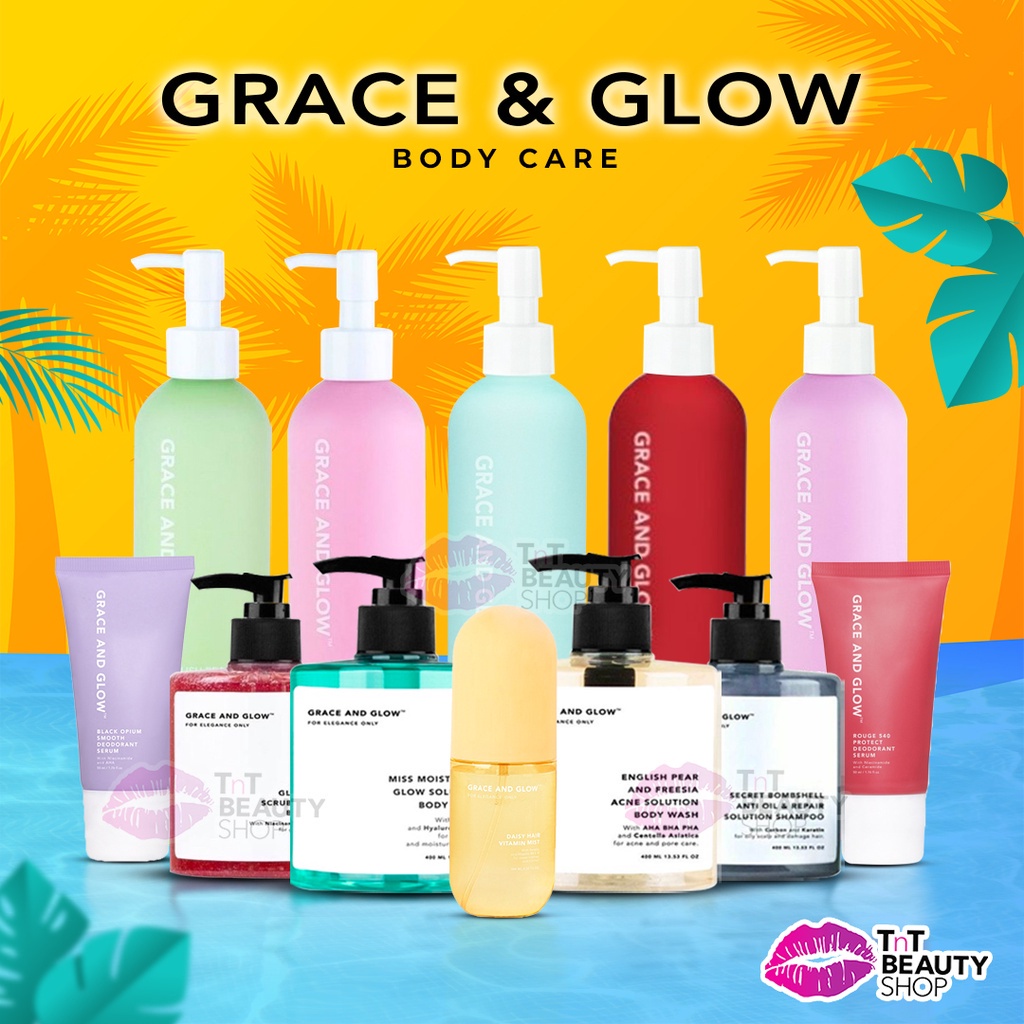 Grace and Glow Body Serum - Body Wash - 300ml - Grace n Glow Black Opium Ultra Bright &amp; Glow Solution - English Pear and Freesia Anti Acne &amp; Scar - Shampoo