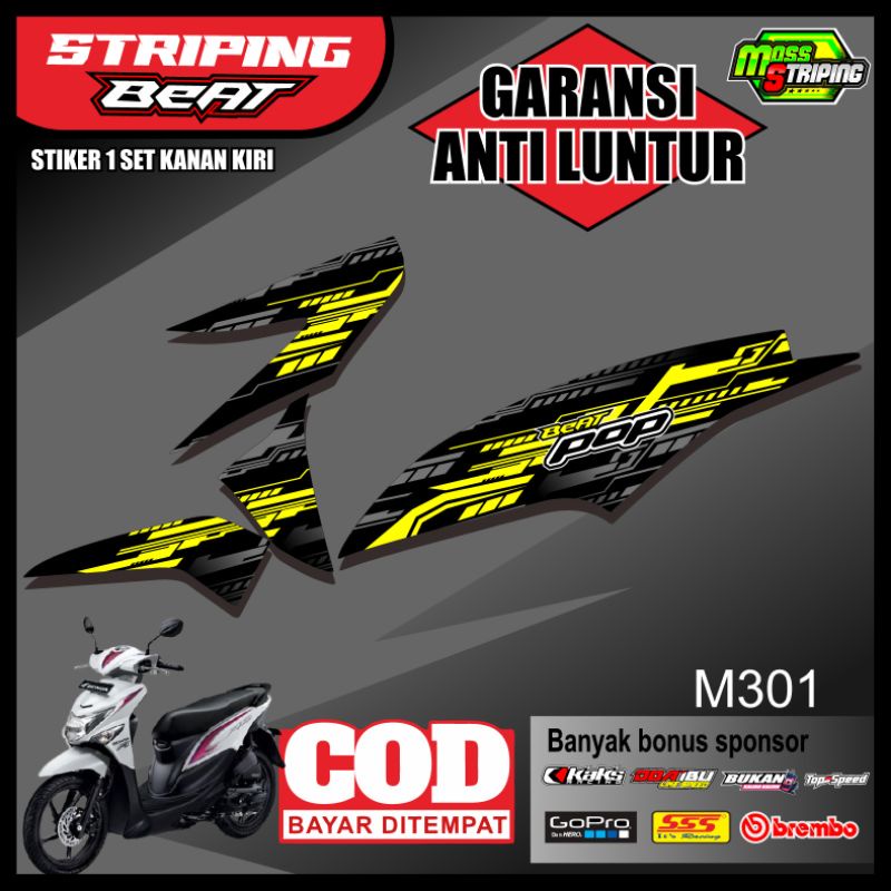 MASS Striping - Striping Sticker List Variasi Motor Motor Honda Beat POP Semi Fullbody 2015 2016 201