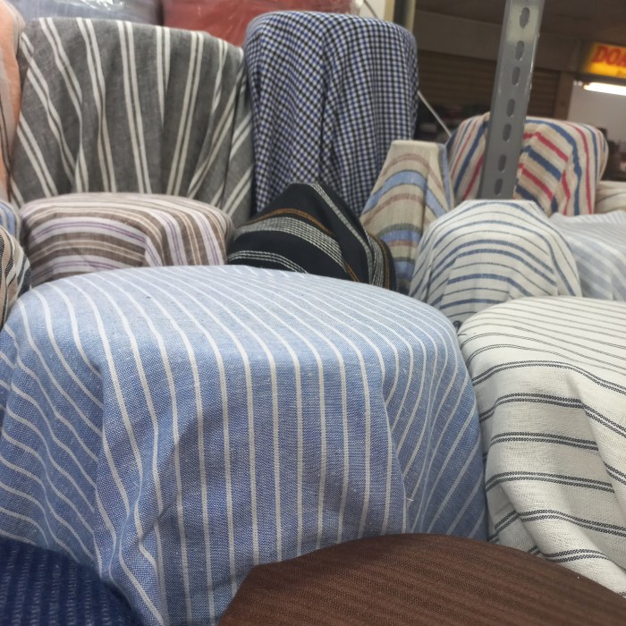 Kain bahan katun linen.katun linen salur.linen strip.linen garis
