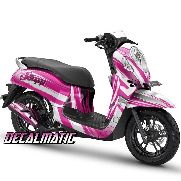 Decal Full Body + Stiker Dashboard Scoopy Semua Tahun - grafis Pink